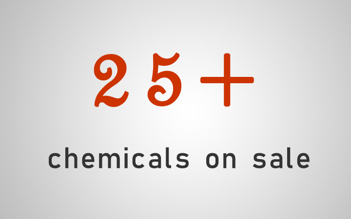 25+ chemicals on sale